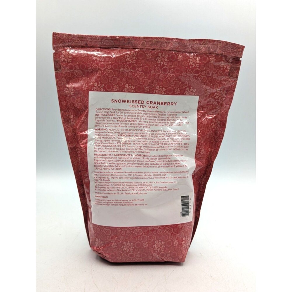 Scentsy Snowkissed Cranberry Scentsy Soak 2 lb Bag New Sealed - Picture 2 of 2